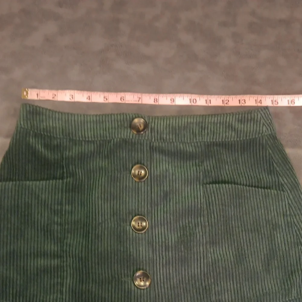 Topshop Dark Green Corduroy Button Front Mini Skirt